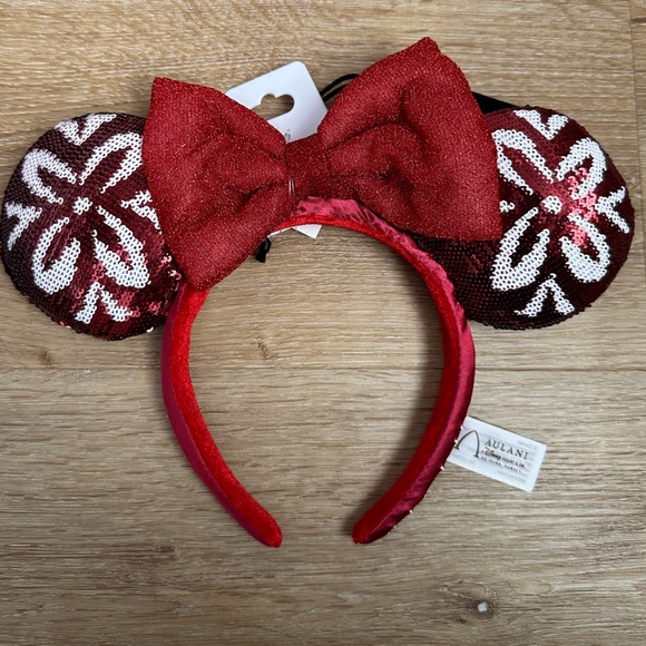 NWT Disney Aulani Red Hawaiian Christmas Ears with Light Up Bow main image 5